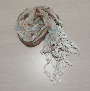 Lightweight floral scarf with fun trim